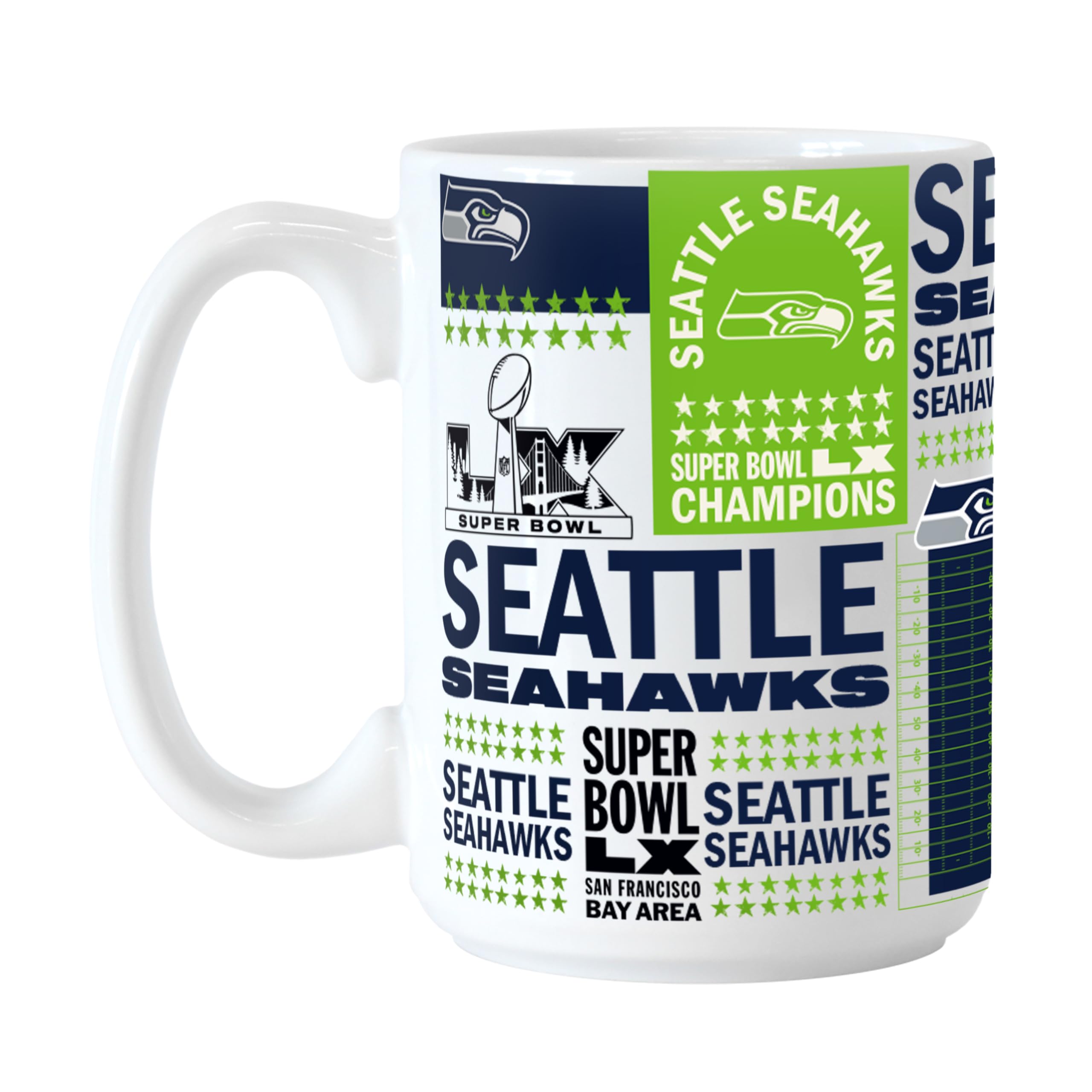 FANMATS NFL Seattle Seahawks Super Bowl 60 Champions 15 oz Ceramic Coffee Mug | 15 oz Ceramic Coffee Mug, Super Bowl 60 Design