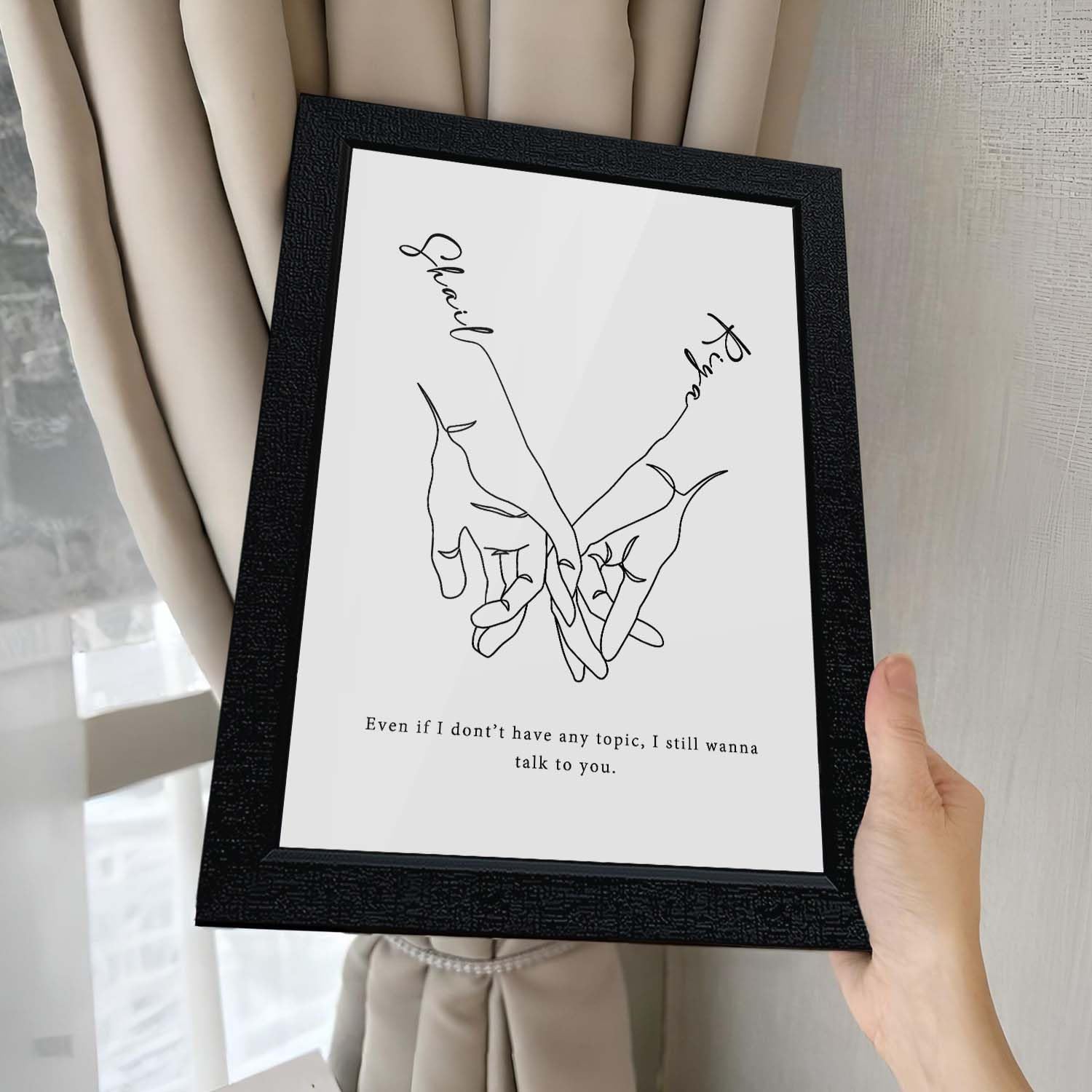 Giftway Special Bond Hand-Holding Frame | Personalised Couple Name, Date & Quote | Unique Anniversary & Valentine Present- 9.6X13.1 Inch-image-36