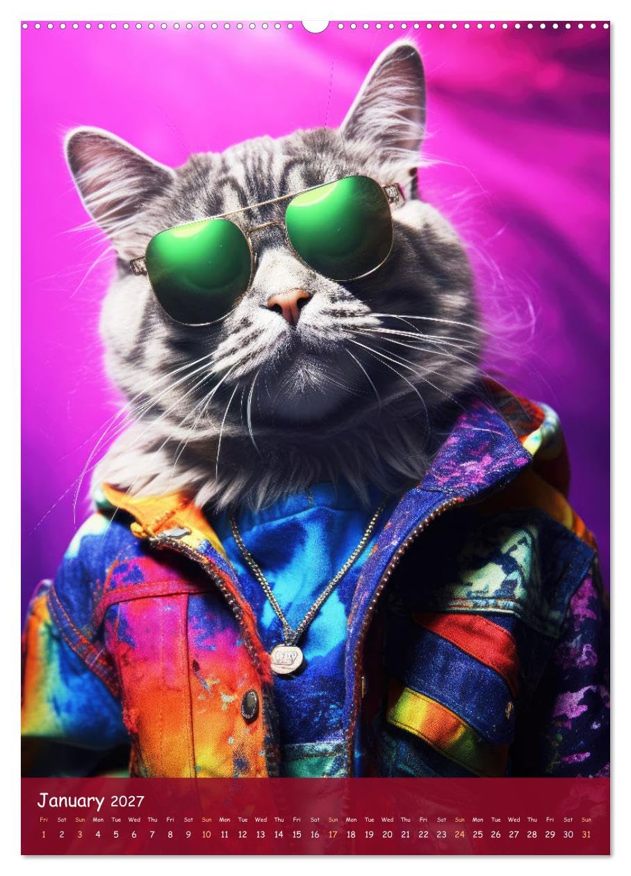 Crazy gangster cats (Wall Calendar 2027 DIN A2 portrait), CALVENDO 12 Month Wall Calendar: Funny cats in gangster design for all cat lovers