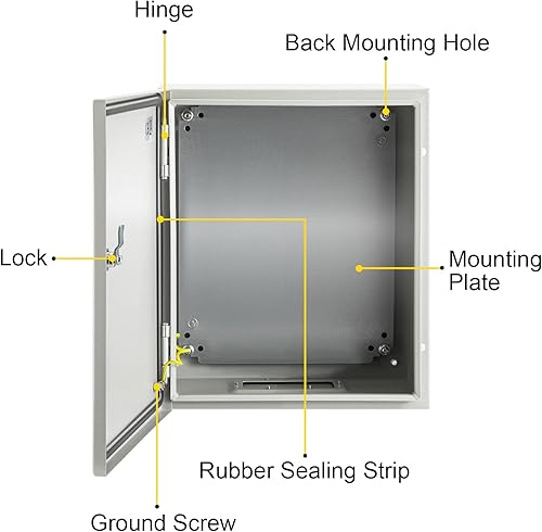 Vista 17 de VEVOR NEMA Caja de acero NEMA, 8 x 8 x 6 pulgadas NEMA 4X Caja eléctrica de acero, IP66 impermeable y a prueba de polvo, caja de conexiones