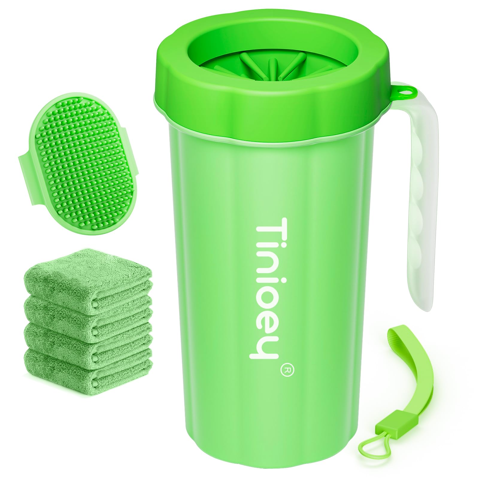 Paw Cleaner with Handle for Large Dogs | Muddy Dog Feet Washer | Pet Foot Cleaner (Green)