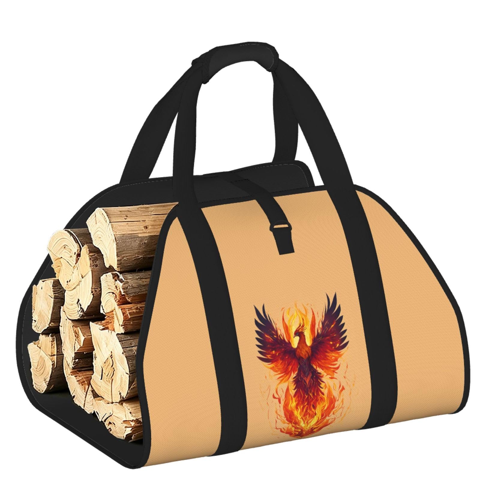 Phoenix Print Firewood Bag Wood Carrier Transport Sack Camping Picnic Storage Daily Home