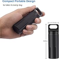 Vista 5 de SHD Pastillero EDC para exteriores, aleación de aluminio, contenedor de supervivencia de una sola cámara, estuche portátil impermeable