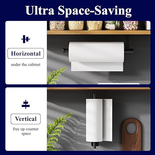 Miniatura 8 de Kitsure Soporte para toallas de papel debajo del gabinete, resistente soporte para toallas de papel de cocina de acero inoxidable 304, soporte de