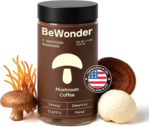 Café de hongos  9 hongos adaptogénicos  Melena de león orgánica, Chaga, Reishi, cola de pavo, café instantáneo  para claridad, enfoque, energía,