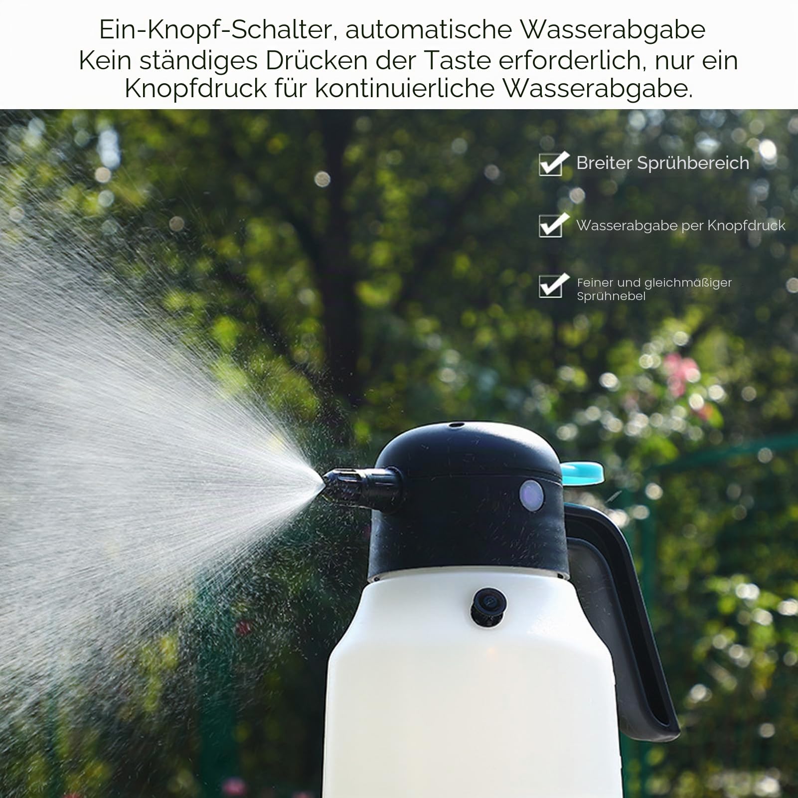 Bewinner 1,8 L Kabelloser Elektrischer Schaumsprüher – Hochdruck PP Sprühflasche für Autowäsche & Garten