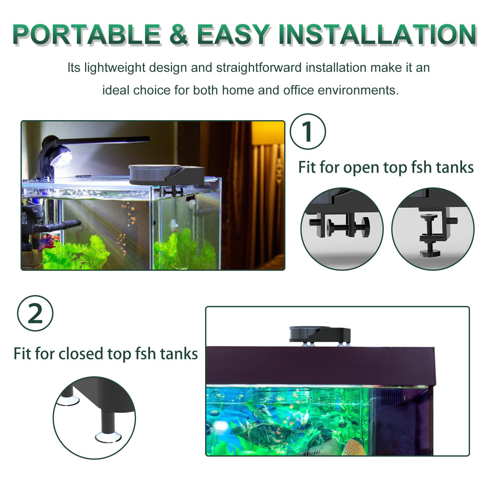 60 ML mangeoire Automatique pour Poissons d'aquarium, Distributeur Automatique de Nourriture avec minuterie, mangeoire Rechargeable avec câble USB, écran LCD