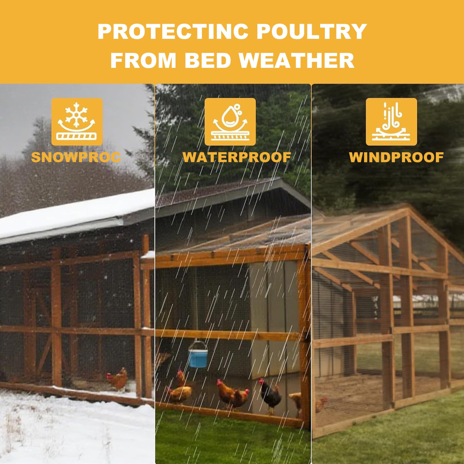 Cubierta de PVC para gallinero con bordes reforzados para refugio de aves de corral al aire libre y cubierta aislada para aislamiento invernal