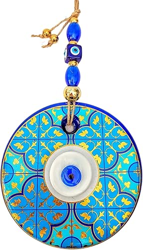 Miniatura 2 de Adorno grande de cristal para colgar en la pared contra el mal de ojo, protección del hogar, amuleto de buena suerte, regalo (cachemira)