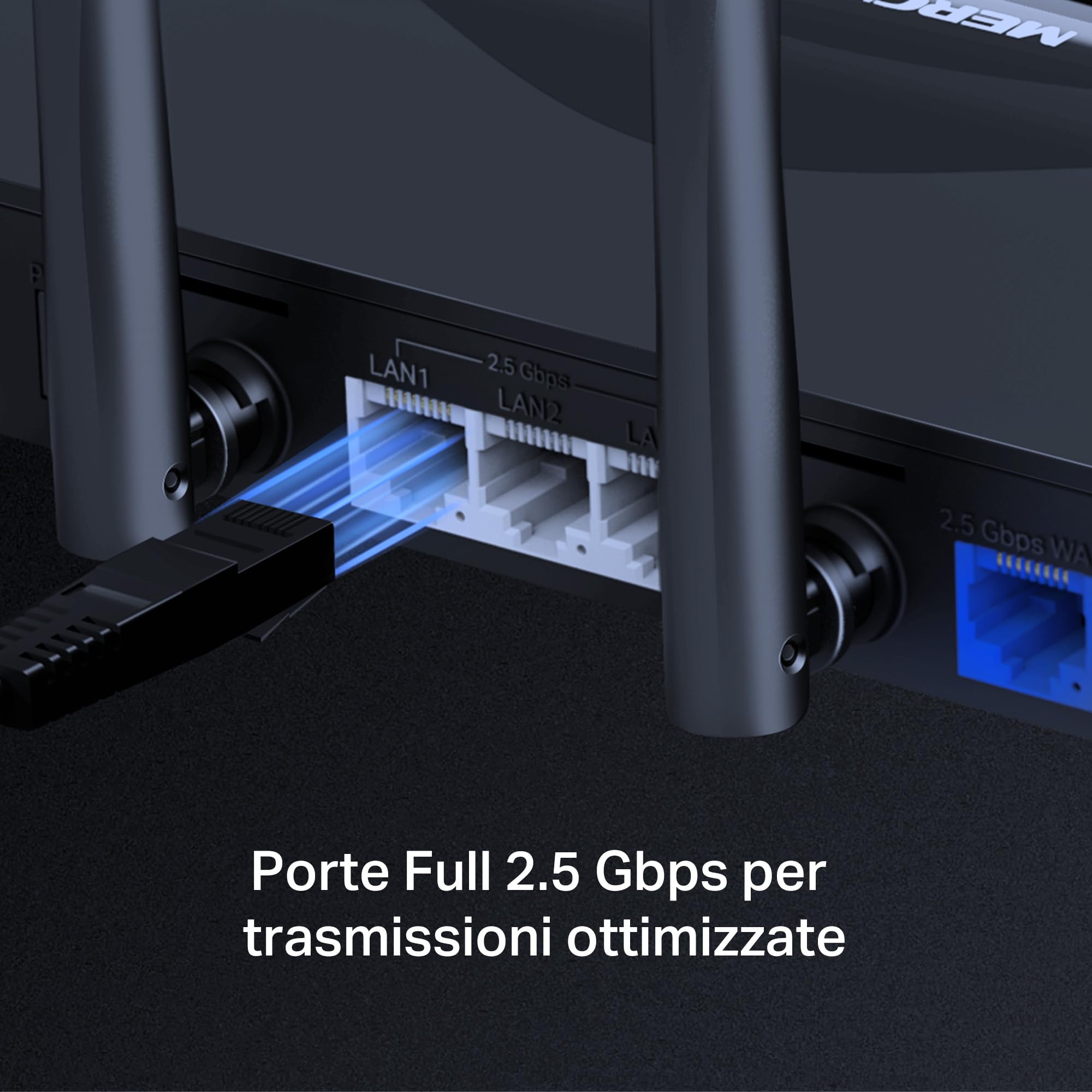 MERCUSYS TP-Link MR47BE Router WiFi 7 tri-band BE9300, 320 MHz, 4K-QAM, MLO, 4 Porte da 2,5 Gbps, Banda da 6 GHz, Beamforming, EasyMesh, 6 Antenne ad Alto Guadagno, Configurazione Semplice