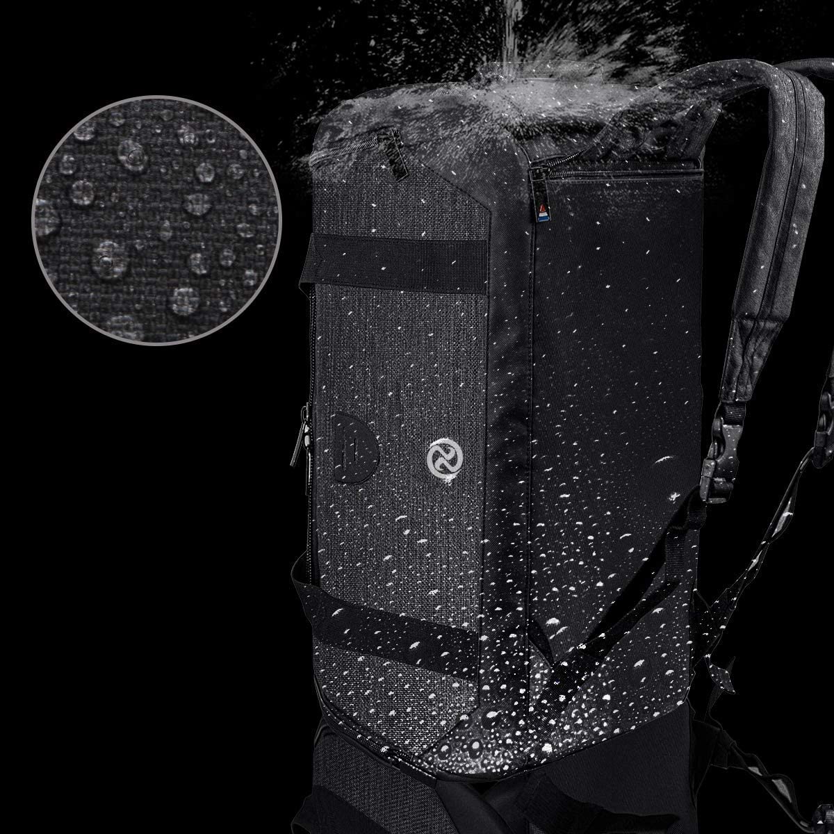 Gym Duffle Bag Backpack Waterproof Sports Duffel Bags Travel Weekender Bag for Men Women Overnight Bag with Shoes Compartment Black - Image 3