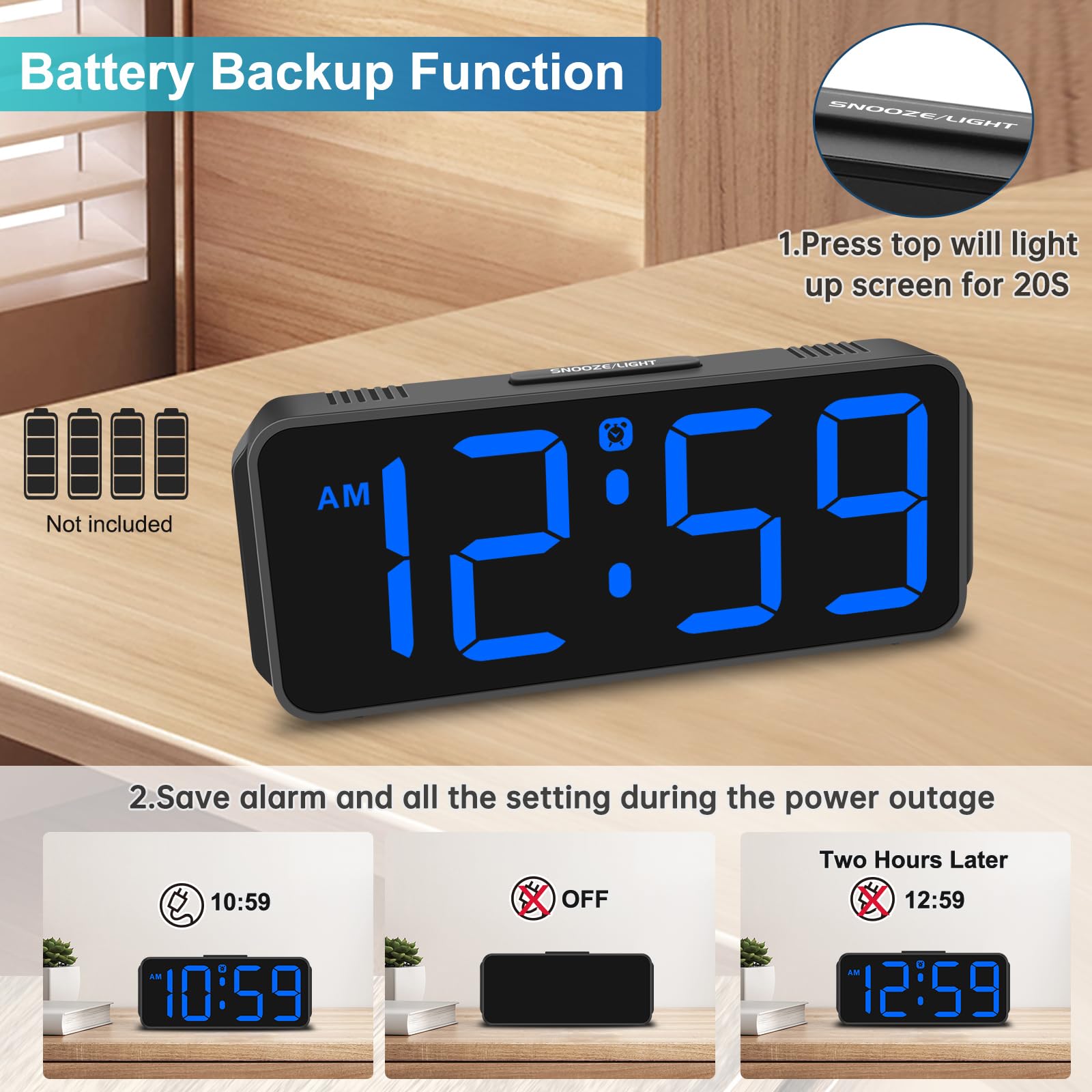 Snapklik.com : Peakeep Small Digital Alarm Clock Plug In For Bedrooms ...