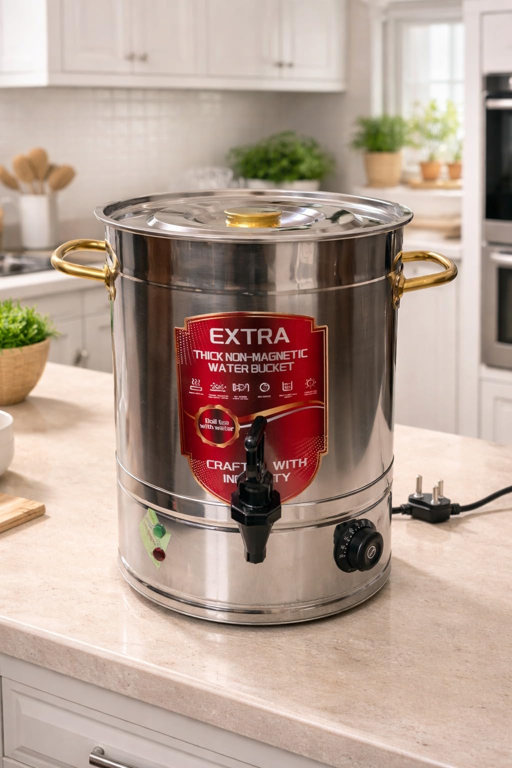 28 Litre Stainless Steel Electric Milk Boiler with Tap | Commercial Milk Heating Machine with Thermostat Control | Heavy Duty Non-Magnetic Water Bucket Design-image-24