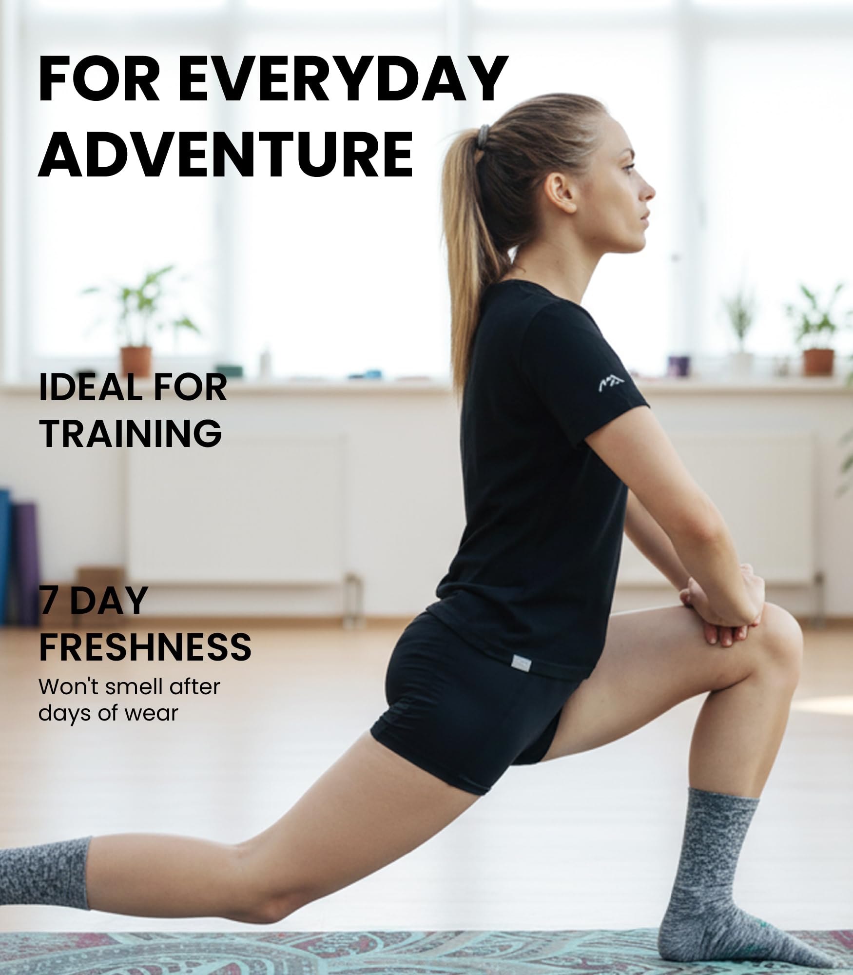 Merino.tech 100% Merino Shirt Damen Wandern - Merinowolle Tshirt Damen Kurzarm - Sport Thermo Unterhemd - Natürlich Weich Unterwäsche (X-Small, Perfect Gray Crewneck)