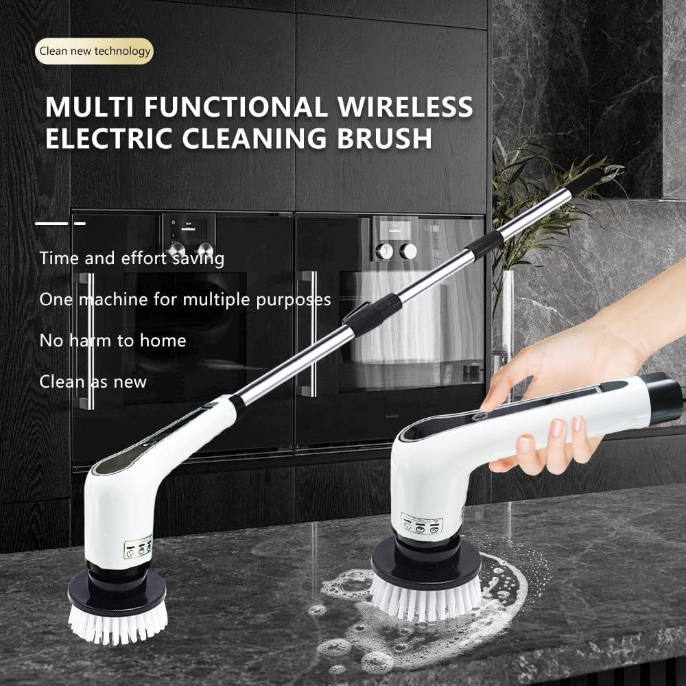Fregadora Giratoria Eléctrica, Cepillo De Limpieza Eléctrico Recargable Por USB, Cepillo De Limpieza Inalámbrico De Mano Multifuncional For El Hogar, Cocina, Baño, Ventana, Inodoro, Juego De Cepillos