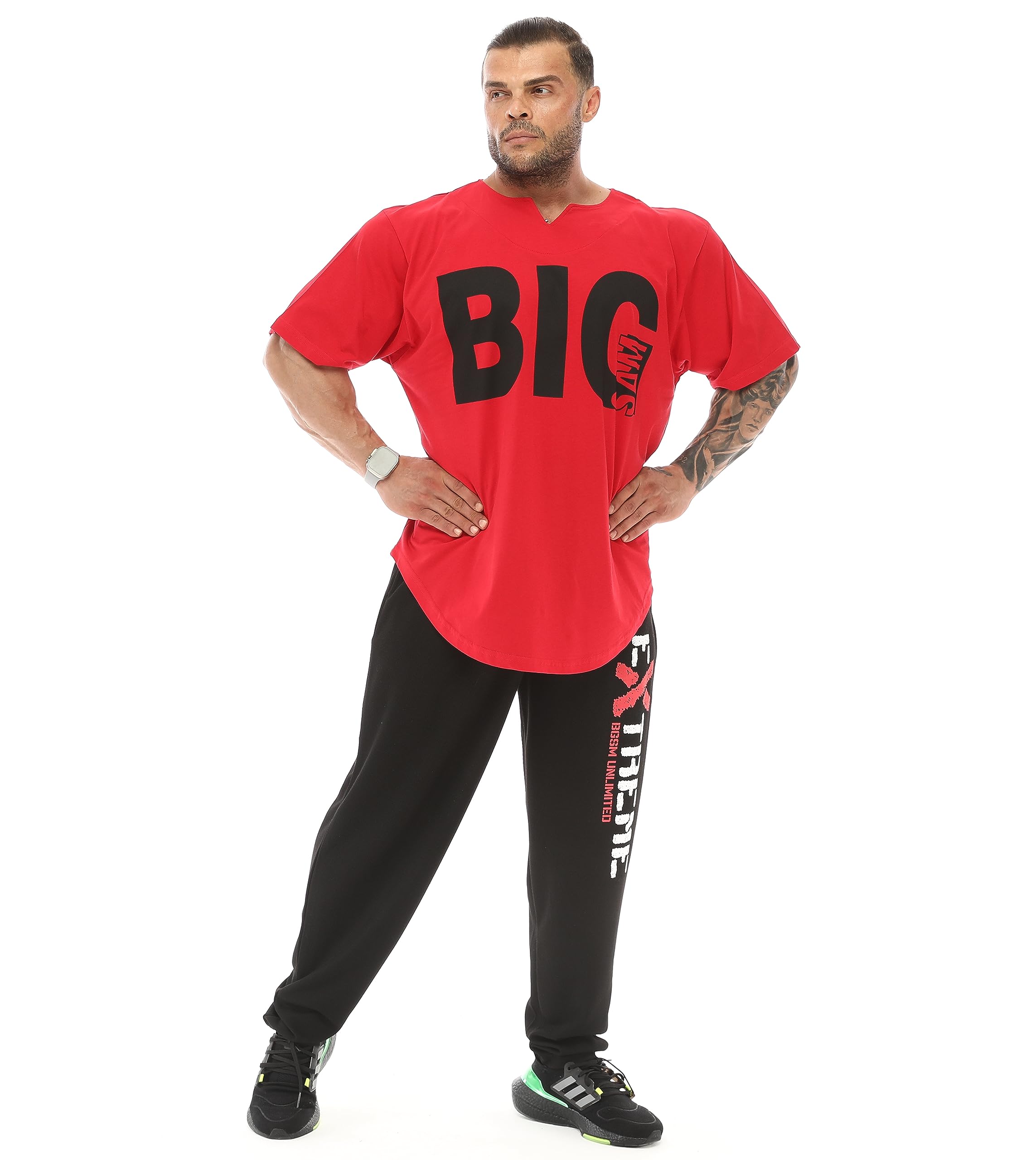 Herren Oversize T-Shirt Dünner Stoff 100% Baumwolle Rag Top Gym T-Shirt