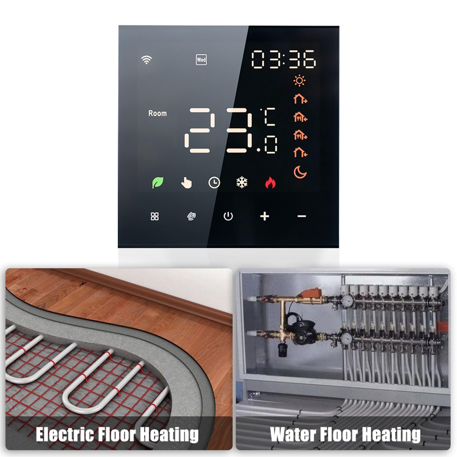 Kavolet Tuya Smart Wi-Fi-Thermostat, Sprachsteuerung, 16A, für Elektroheizung, digitaler programmierbarer LCD-Display-Touchscreen-Temperaturregler, kompatibel mit Amazon Google Home