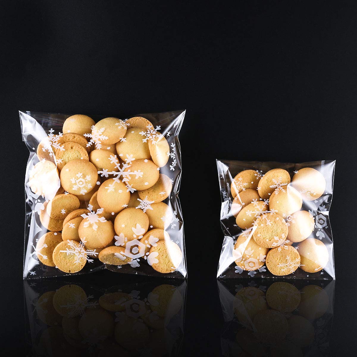 MELLIEX 50 Sacchetti Biscotti Natale Trasparenti Con Stampa Festiva E