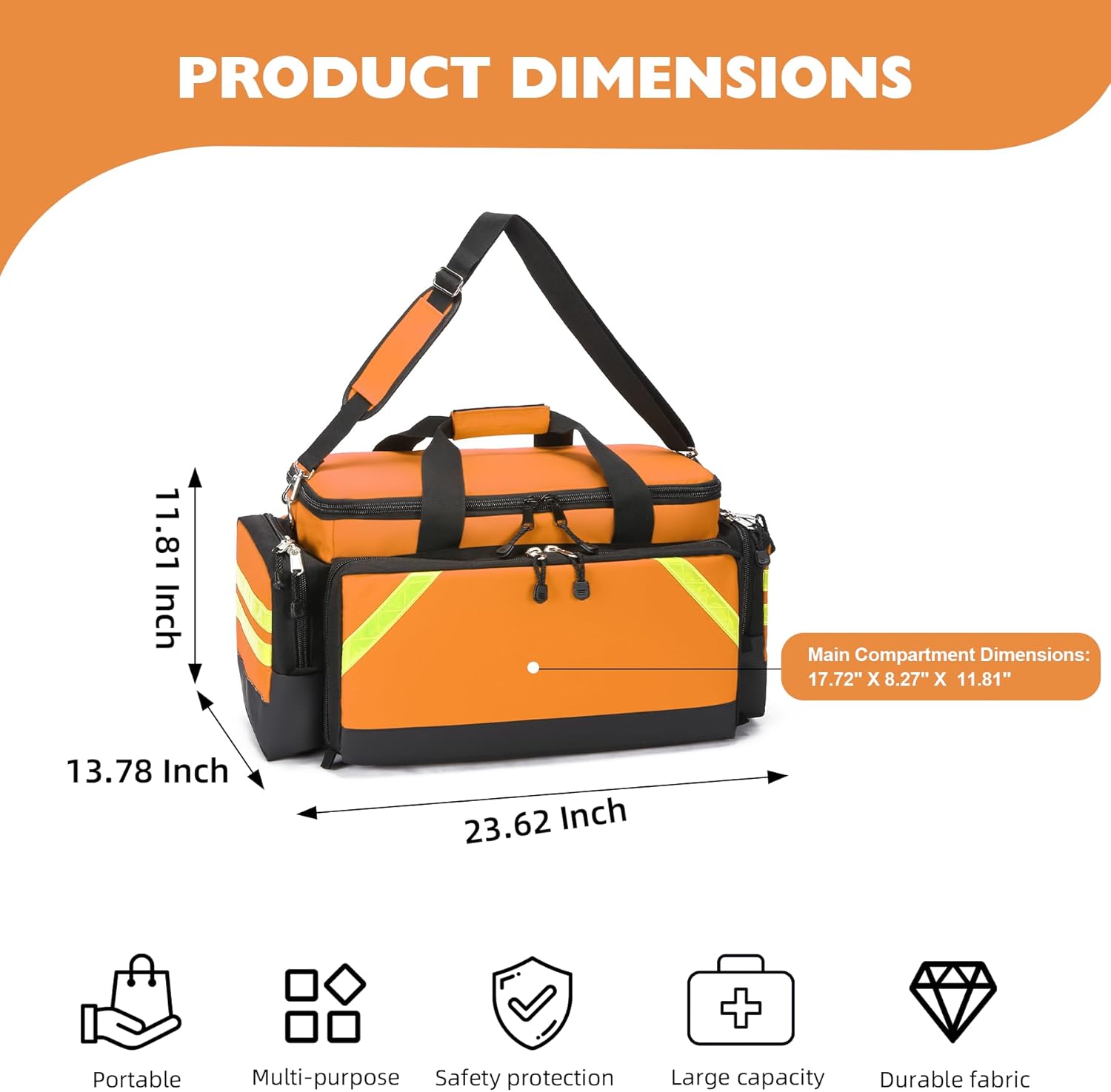 Empty Medical Bag First Aid Bag Home Health,First Aid Storage with Detachable Divider Medical Supplies Emergency Responder for Nursing Student,Therapist,Doctors