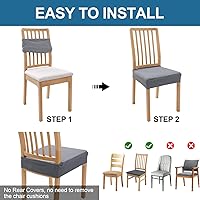 Vista 5 de smiry Fundas de asiento impermeables para sillas de comedor, juego de 4, fundas elásticas de jacquard extraíbles y lavables, sin fundas traseras