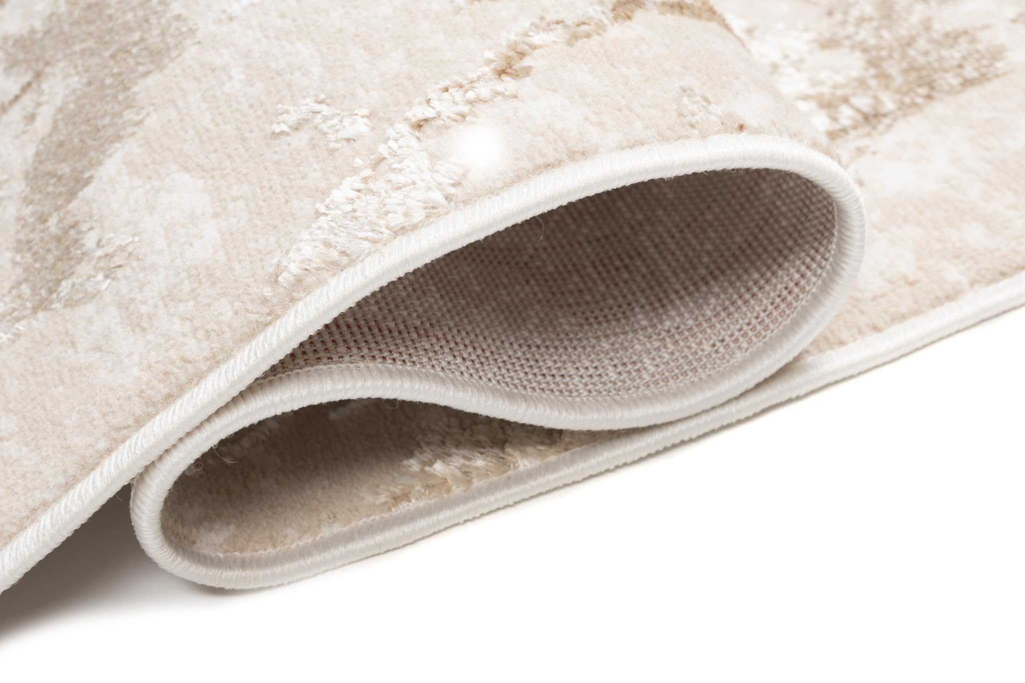 TAPISO Crystal Läufer Teppich Glänzend Beige Gold Creme Marmoreffekt Abstrakt Wohnzimmer Schlafzimmer Flur Korridor Modern Design ÖKO-TEX 80 x 200 cm
