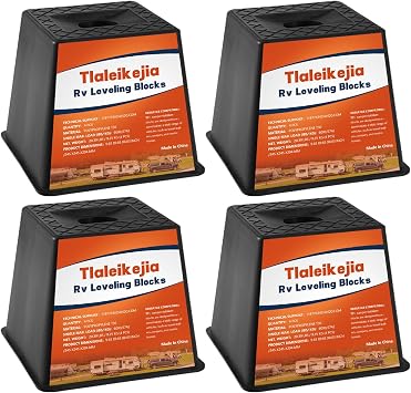 Trailer Jack Block, RV Leveling Blocks, 6000 lbs Capacity, Set of 4, Polypropylene RV Camper Stabilizer Blocks, Stackable Leveling Support for Camper Trailer