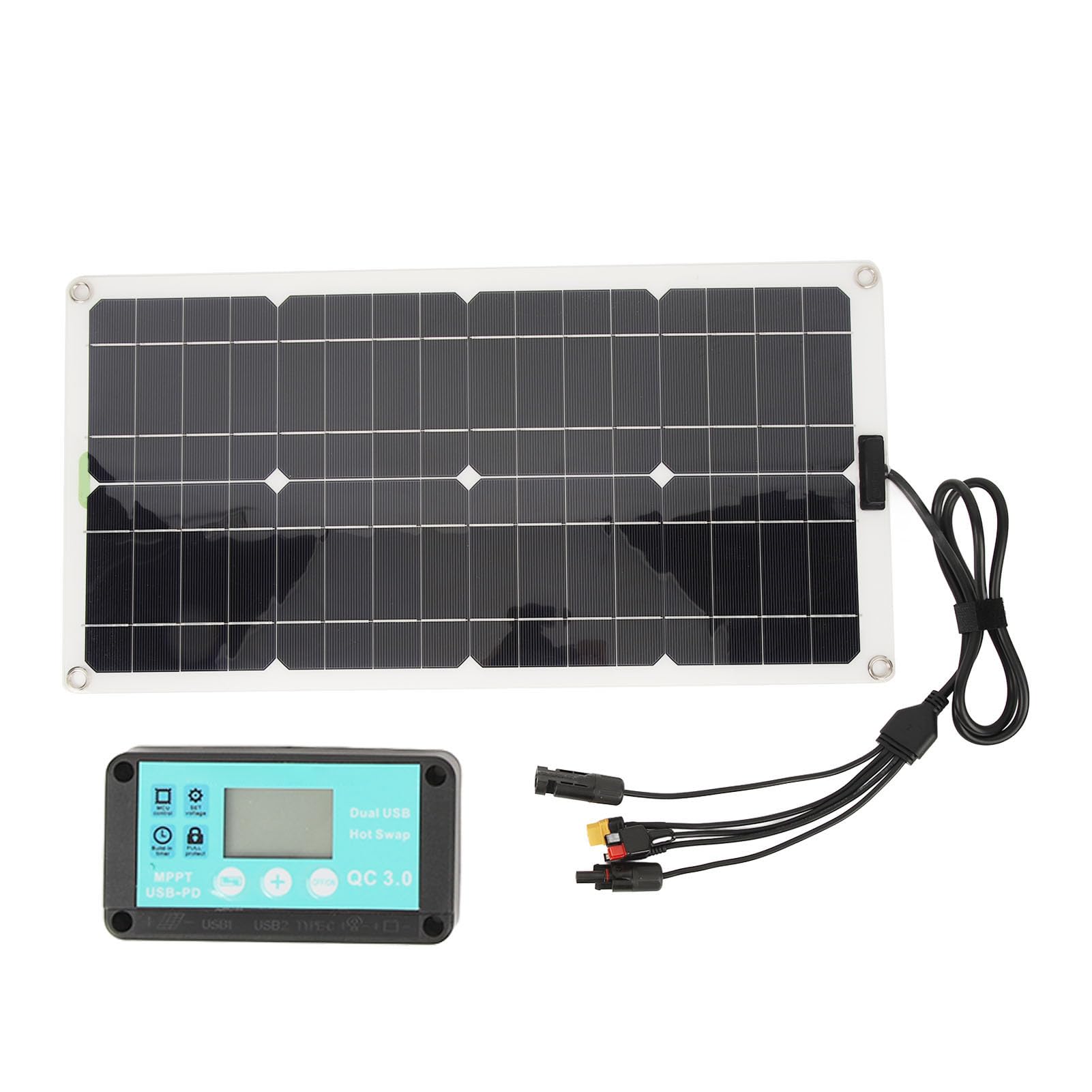 Sonew 250 W Monokristallines Solarpanel mit Controller und Zwei USB-Anschlüssen für Hocheffizientes Laden von Wohnmobilen mit 12 V, 24 V und 48