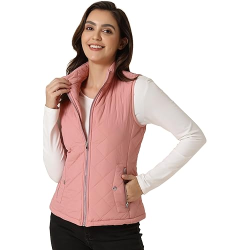 Allegra K Women's Puffer Vest Stand Collar Lightweight Gilet Quilted Zip Vest