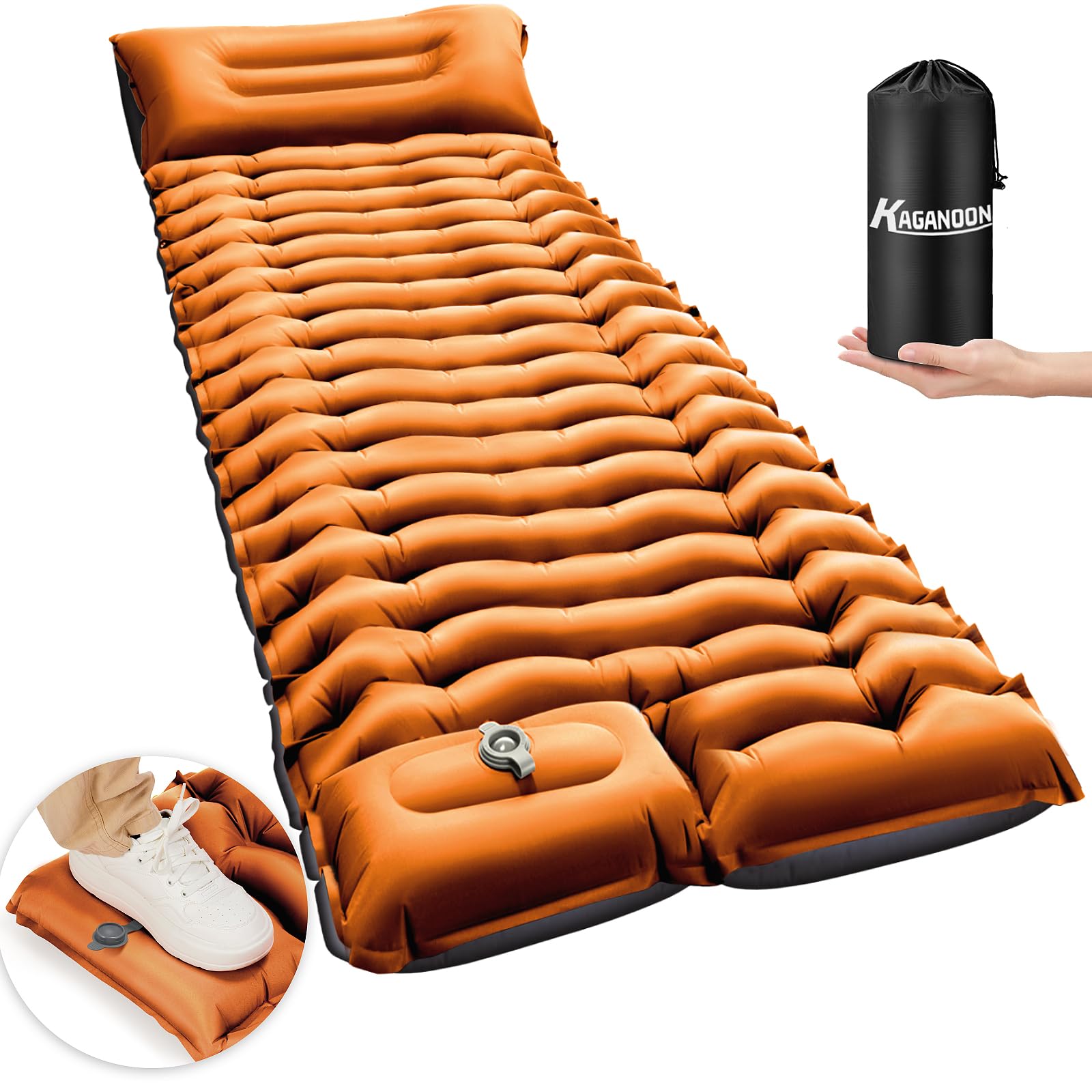 Sleeping Pad for Camping, Ultralight Inflatable Camping Mat with Pillow Built-in Foot Pump Sleeping Pads, Compact & Lightweight Camp Air Mattress for Backpacking, Hiking