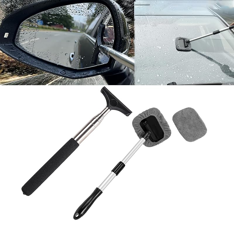 LJDJ Rodo Telescópico para Espelho Retrovisor Automotivo, 21,2 a 98 cm, Preto Black01, Kit com 2 unidades