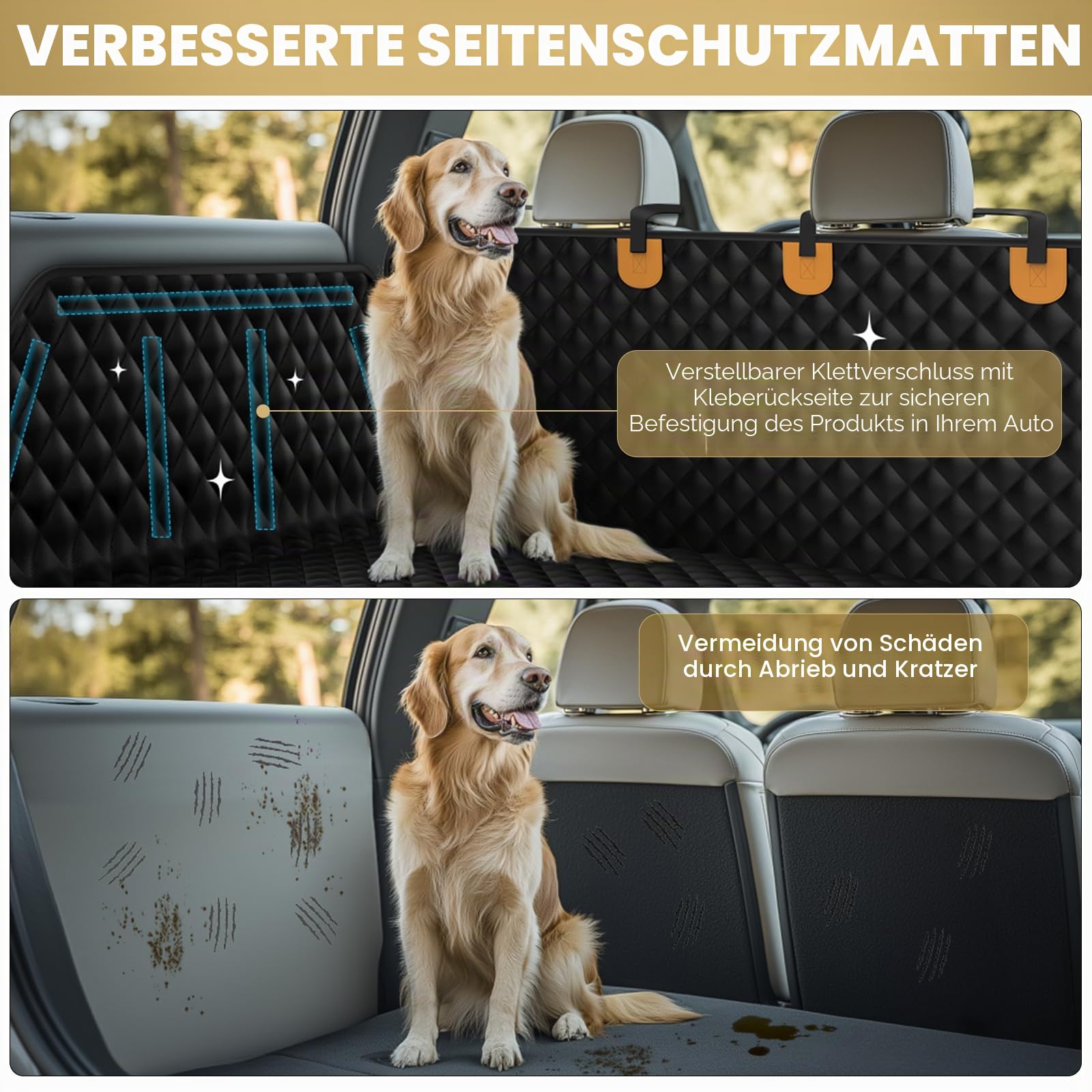 Wasserdichter SUV-Laderaum-Liner für Hunde - PU-Leder-Haustier-Autositzbezug-Schutz mit Stoßfänger-Klappe, rutschfeste Rücksitzmatte für SUVs, Limousinen, Transporter-Kofferraum | Leicht zu reinigen