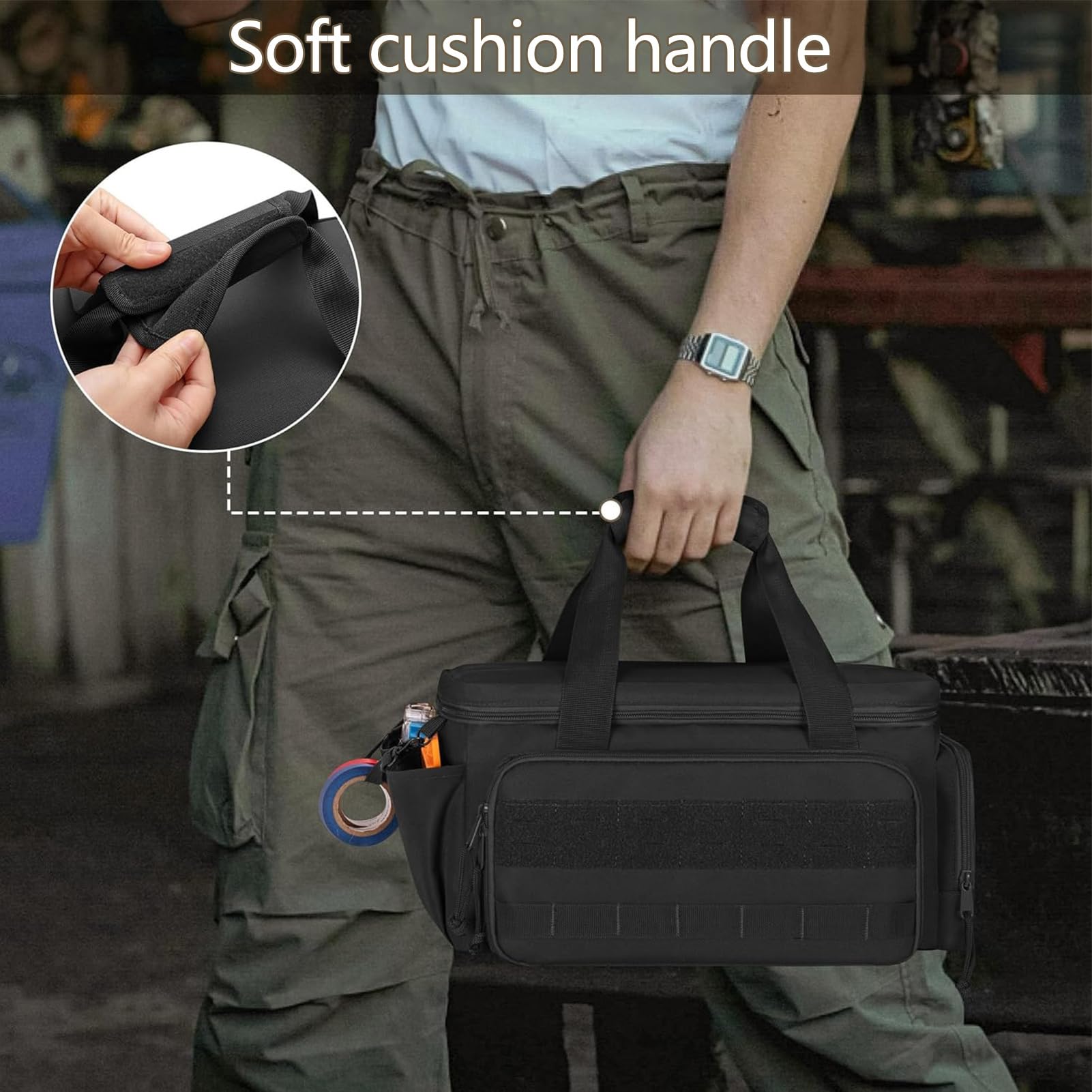 Portautensili professionale – Borsa portatile per uso domestico, robusta e resistente, cuciture resistenti all'usura, maniglia di ricarica equilibrata | Manutenzione di elettricisti, falegname