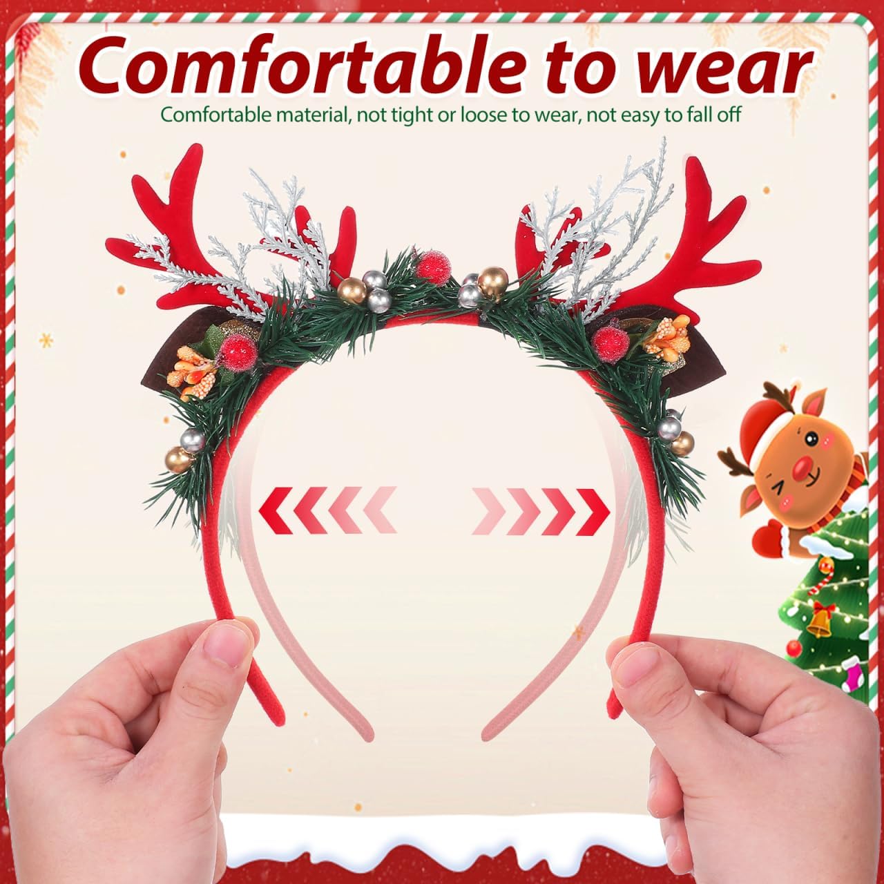 Healifty Reindeer Antlers Christmas Headband for Women: Deer Antlers Festive Headband Hair Hoop Costume Accessories for Christmas Parties Favors Photo Booth