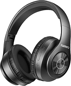 TUINYO Bluetooth Headphones Wireless, Over Ear Stereo Wireless Headset 40H Playtime with deep bass, Soft Memory-Protein Earmuffs, Built-in Mic Wired Mode-black