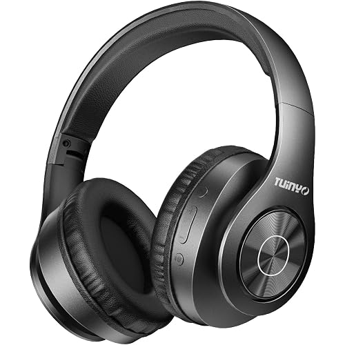 TUINYO Wireless Headphones Over Ear, Bluetooth Headphones with Microphone, Foldable Stereo Wireless Headsetfor Travel Work TV PC Cellphone-Black