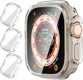 AhaStyle 3 Pack Clear Case for Apple Watch Ultra 49mm Bumper Case, TPU Full Coverage Shockproof Screen Protector Compatible for Apple Watch Ultra 2022 (49mm,Clear)