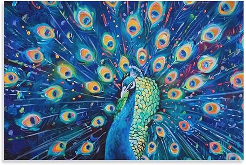 Miniatura 9 de Lienzo de pavo real con diseño de animales, póster de pintura de pájaros, decoración de pared para dormitorio, oficina, sala de estar, decoración