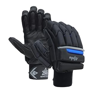 WHITEDOT Sports Alpha Cricket Batting Gloves||Suitable for Youth|Medium Right Hand||Black, Leather