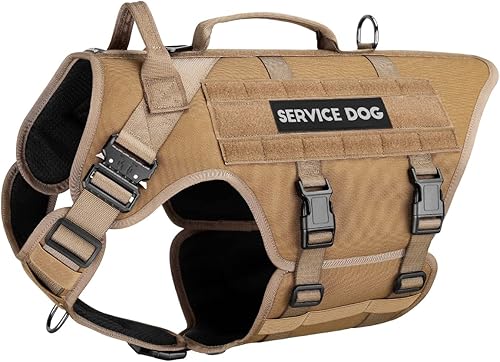 Miniatura 7 de PETNANNY Arnés táctico para perros, chaleco de servicio para perros de razas grandes, panel de gancho y bucle para parches para perros de servicio,