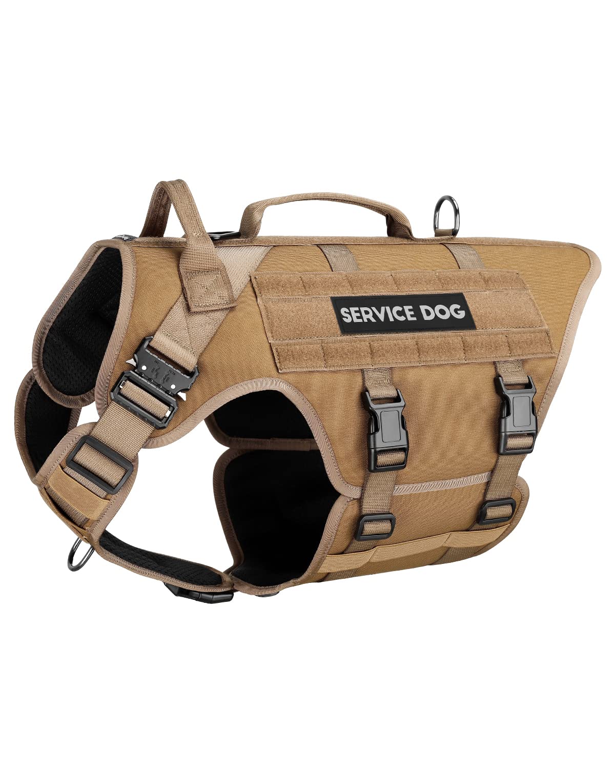 Petnanny - Arnés táctico para perros grandes, cobertura completa del cuerpo en entrenamiento con 2 parches reflectantes para perros, asa, paneles de gancho y bucle, chaleco Molle para perros