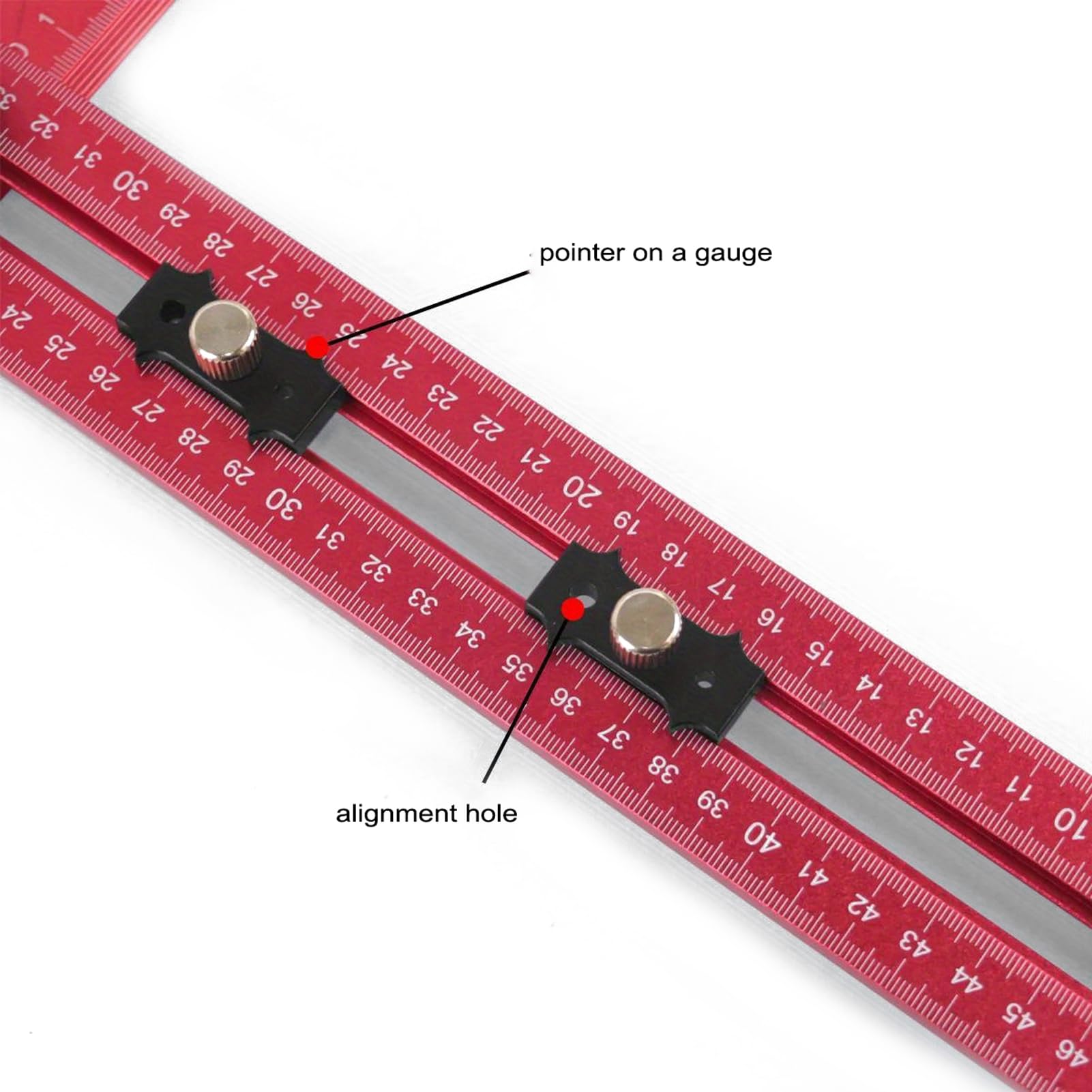 Règle de positionnement de forage |Outil de mesure et de marquage multi-angle pour le travail du bois/menuiserie/bricolage |Règle en forme de T en alliage d'aluminium avec 2