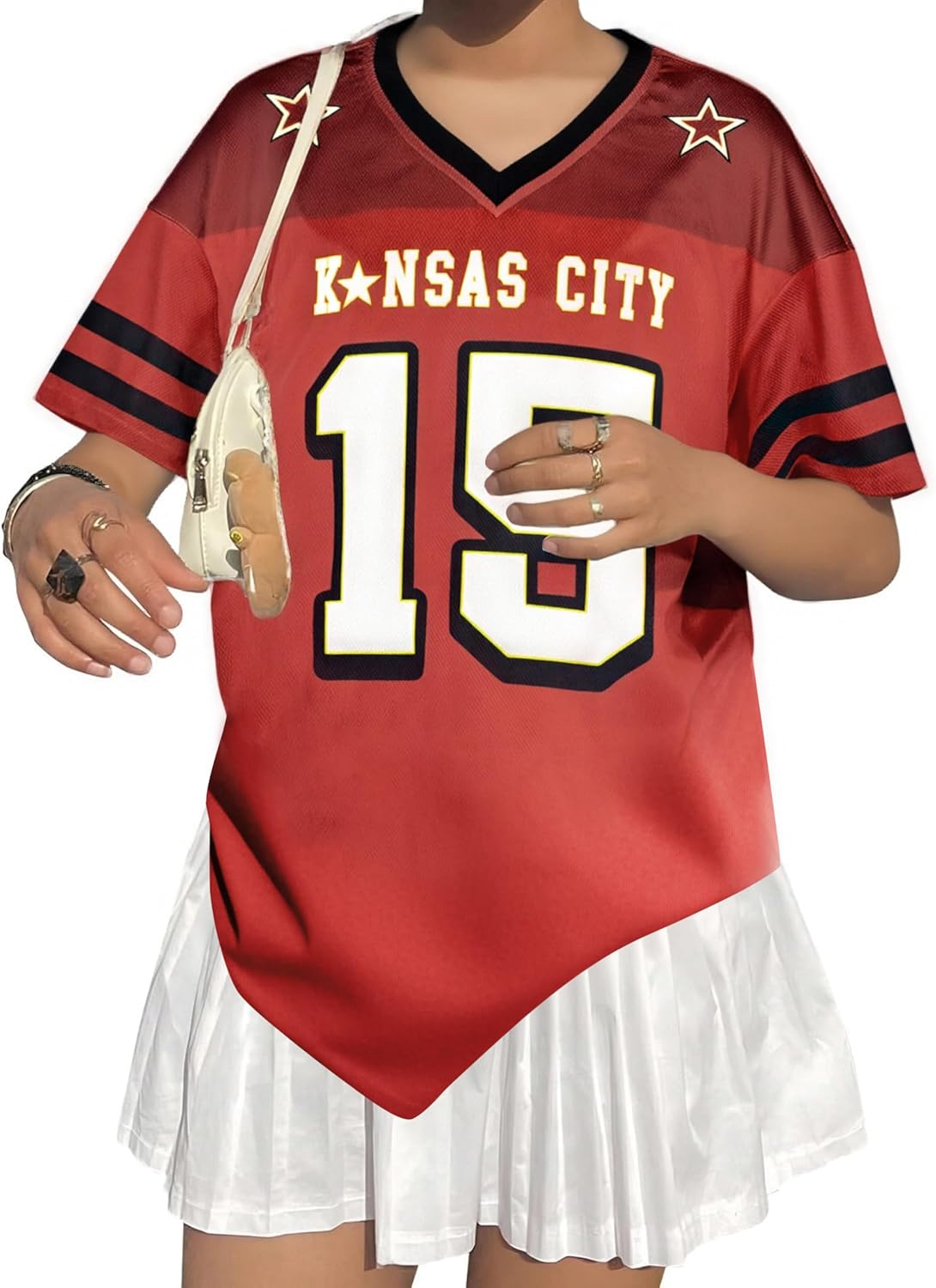 Y2k Jersey Shirts for Women Oversized V Neck Number Graphic Tees Football Streetwear Fashion Shirt Vintage Top - Image 2