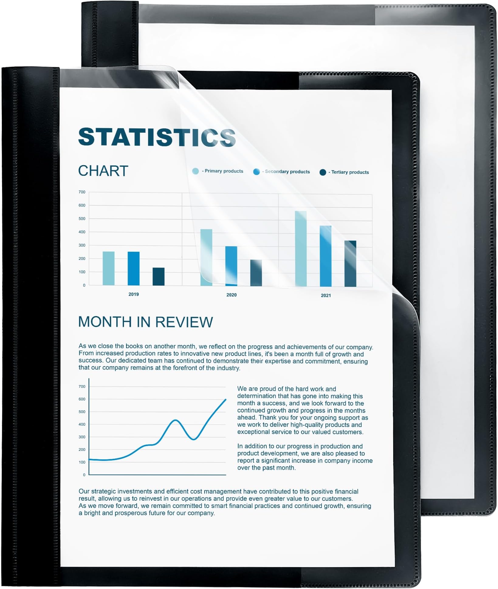 Oxford Linen Clear Front Report Covers, Letter Size, Black