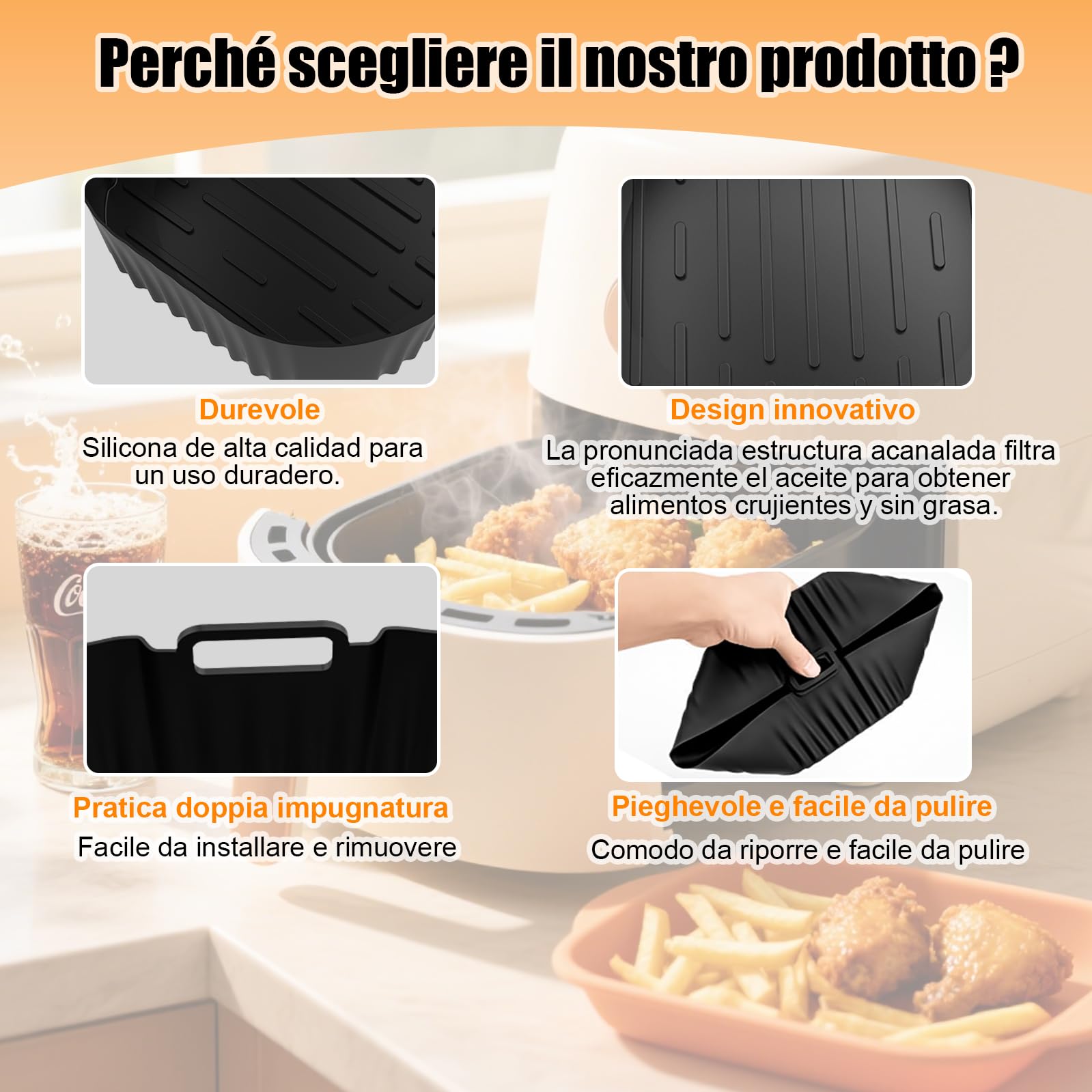Set 15 Accessori Per Friggitrice Ad Aria Calda Cosori Turboblaze 6L, Philips XXL, Ninja, Tefal - Con Carta Forno E Stampo