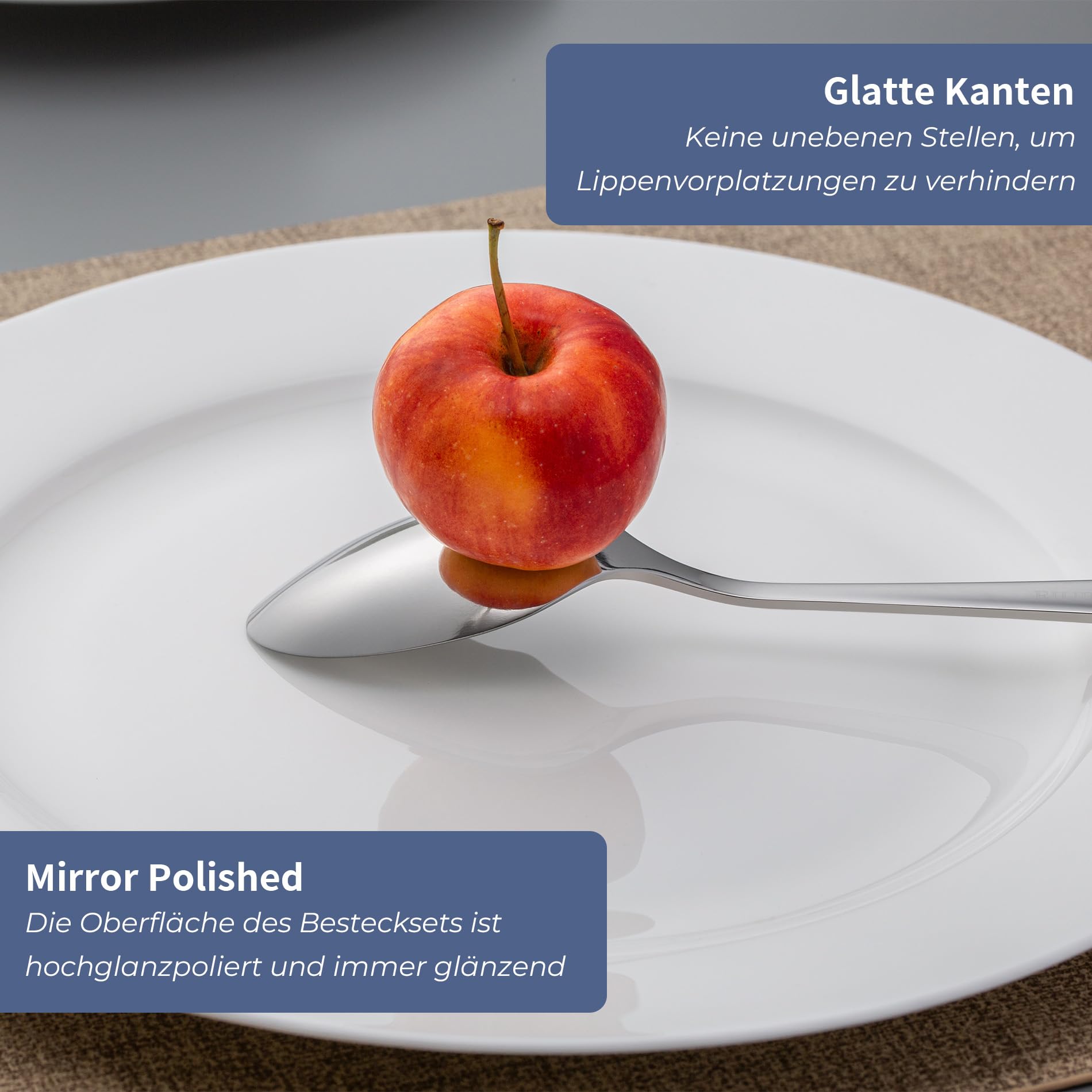 personalisierbarer Löffel Set mit Gravur, 12 Stück Esslöffel, 20cm | Edelstahl Suppenlöffel, Individuelles Geschenk für Hochzeit/Geburtstag, Tafellöffel, Spülmaschinenfest, Spiegelpoliert