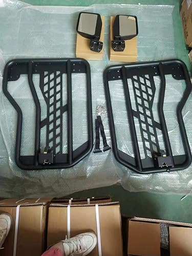 Miniatura 8 de SXMA JL1079 Puertas de tubo para 2 puertas 4x4 Piezas de acero medias puertas con espejos laterales Cuerpo de acero Protectores de armadura de tubo