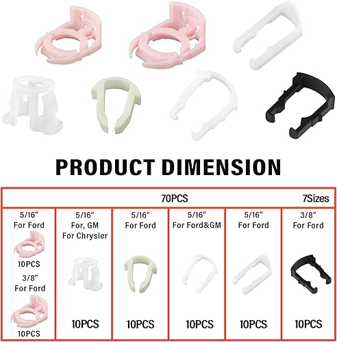 Miniatura 2 de 70 clips de línea de combustible para automóvil, kit de reparación de línea de combustible de nailon de 7 tamaños, repuesto de abrazadera de línea