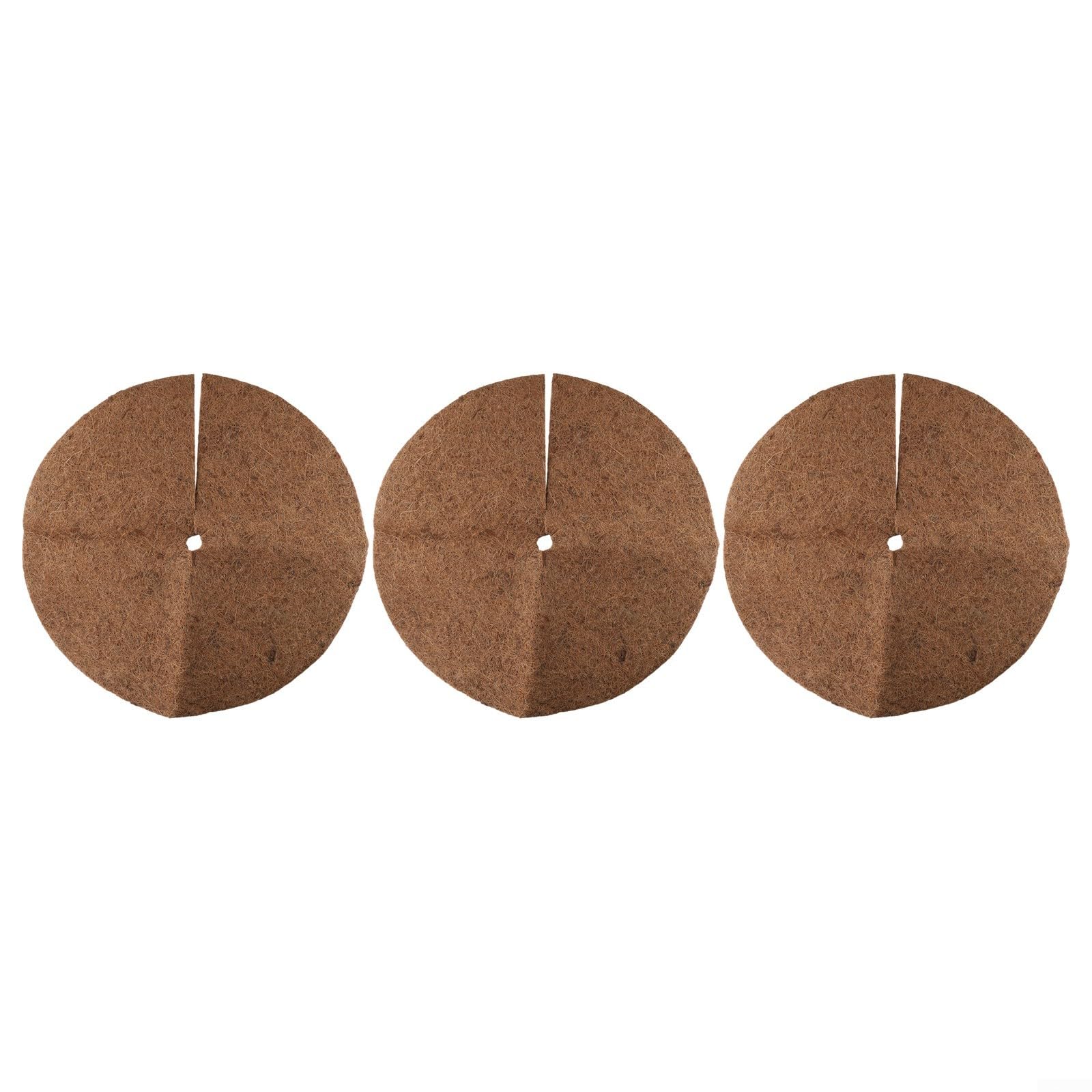 Estera de fibra de coco, 3 discos de mantillo para protección de plantas, agujero redondo que retiene el agua, almohadilla resistente al césped, 0,6-0,8 cm de grosor (60 cm)
