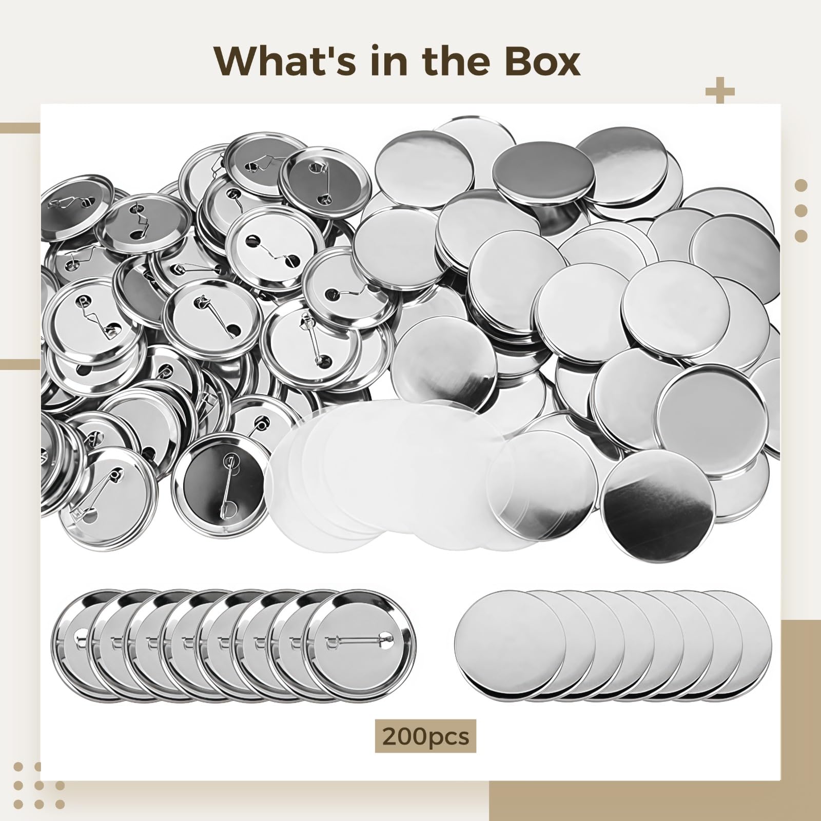 200 pièces fournitures pour machine à badges 2,25 pouces en métal pour loisirs créatifs, fournitures de fabrication de badges vierges DIY, idéales pour projets scolaires et cadeaux personnalisés