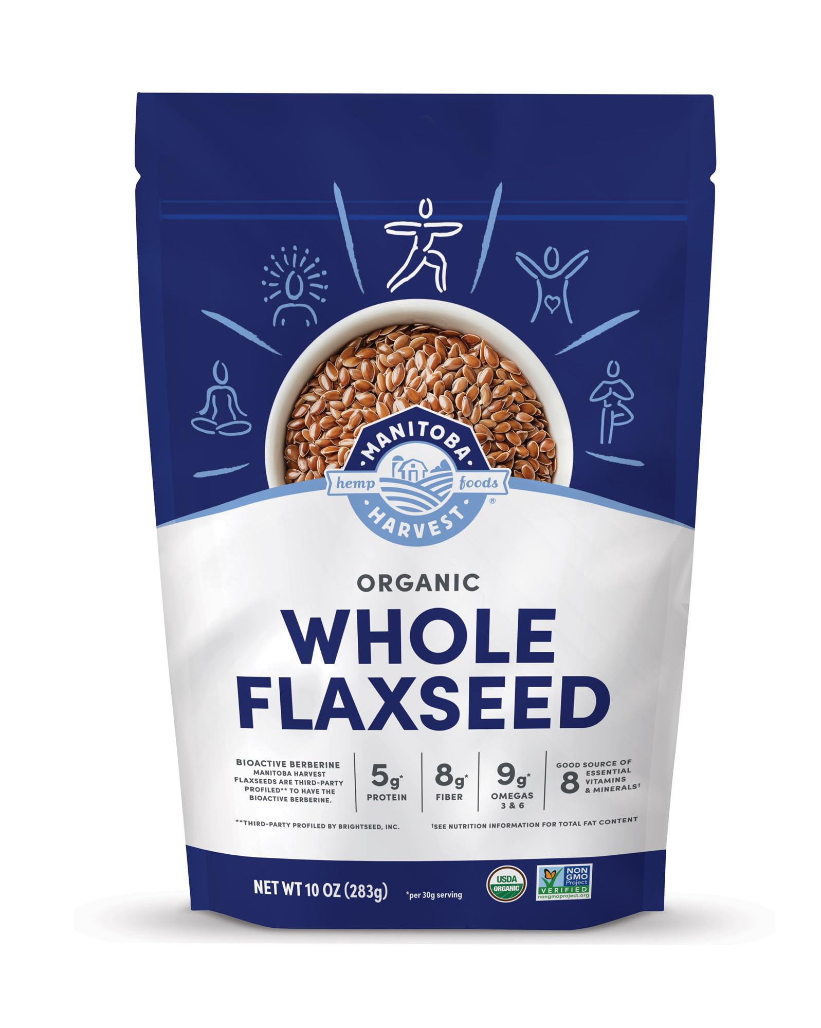 Manitoba Harvest Whole Organic Flaxseed, 5g Plant Based Protein and 9g Omegas 3 & 6 per 30g Serving - Perfect for Smoothies, Yogurt & Cereal - Non-GMO